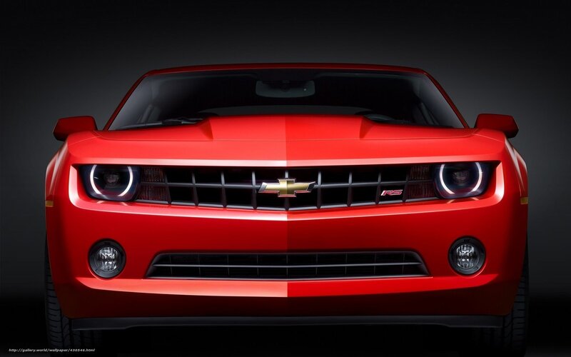 Red Chevrolet Camaro — Dramatic, Photograph, Car Grille, Headlights, Hood