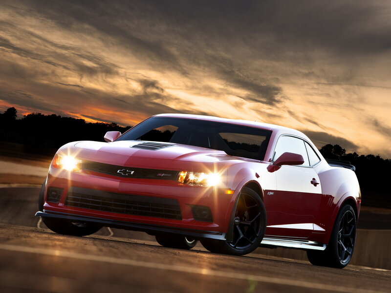 Red Chevrolet Camaro — Dramatic, Sunset, Photograph, Car, Sky
