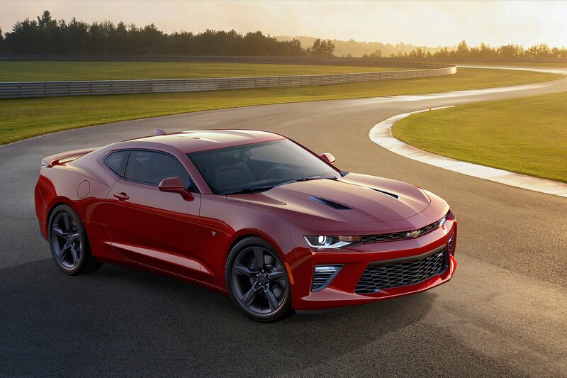 Red Chevrolet Camaro — Dramatic, Sunset, Photograph, Race Track, Grass