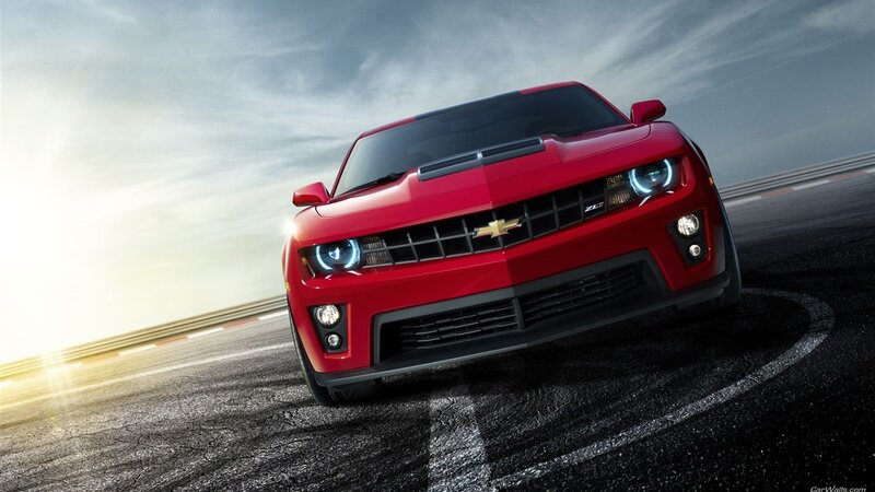 Red Chevrolet Camaro — Dramatic, Sunset, Photograph, Race Track, Sky, Sunlight