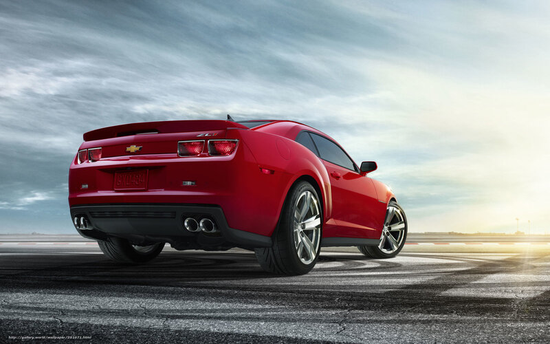 Red Chevrolet Camaro — Dramatic, Sunset, Photograph, Race Track, Sky