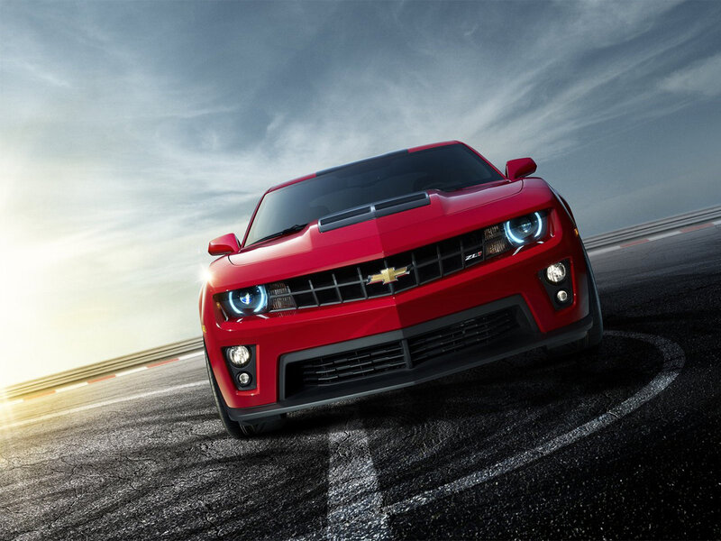 Red Chevrolet Camaro — Dramatic, Sunset, Photograph, Race Track