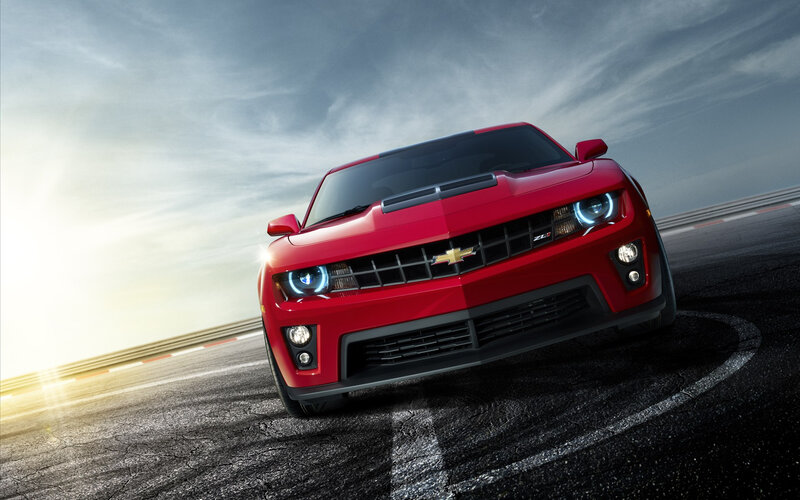 Red Chevrolet Camaro — Dramatic, Sunset
