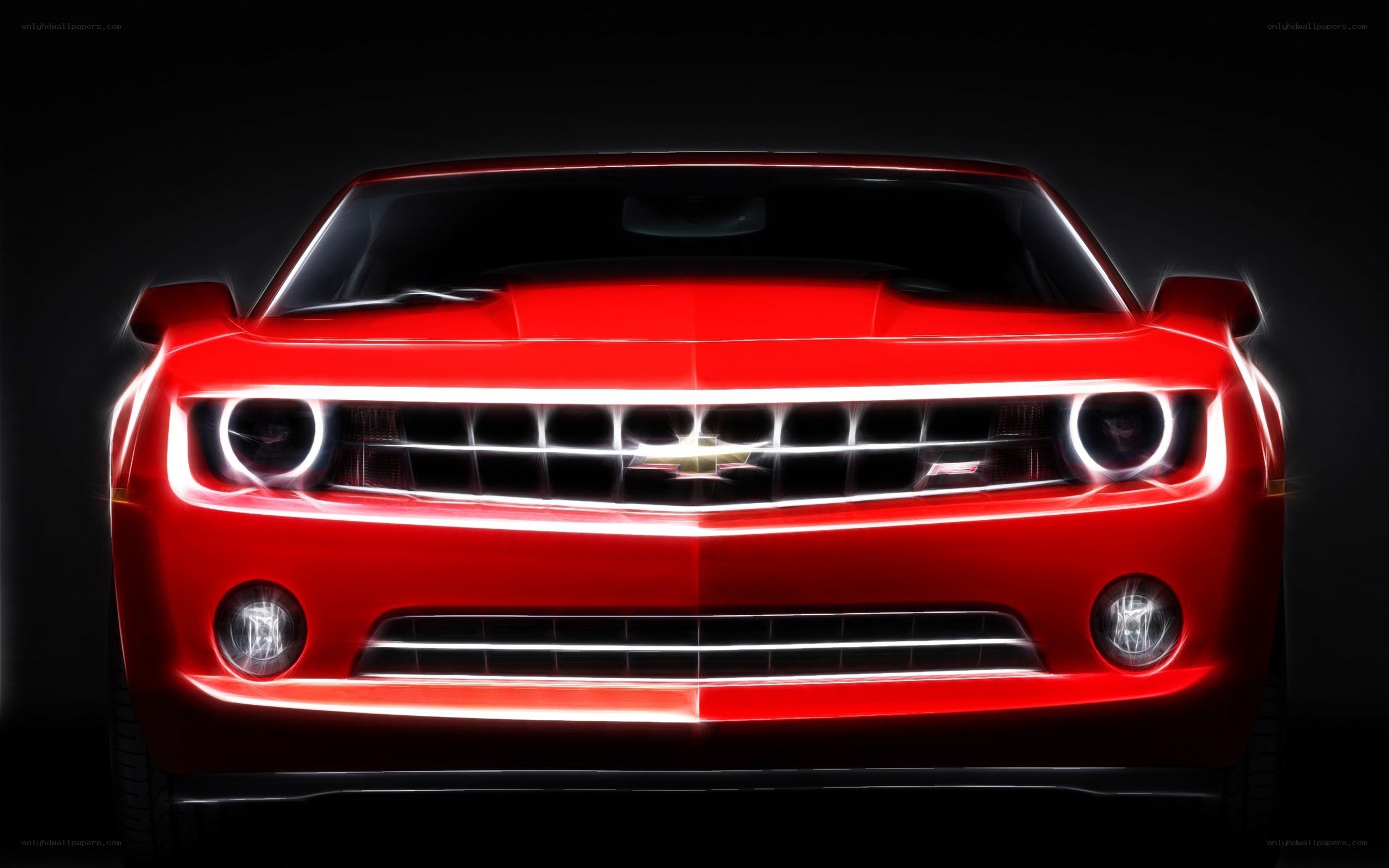 Red Chevrolet Camaro front view