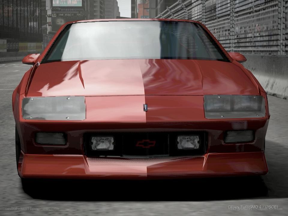 red chevrolet camaro front view