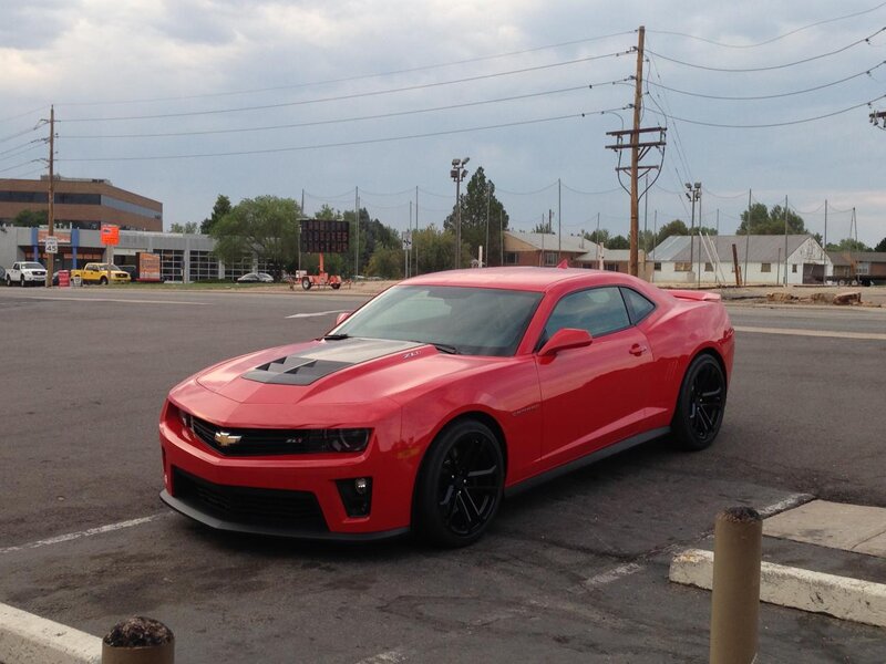 Red Chevrolet Camaro — Overcast