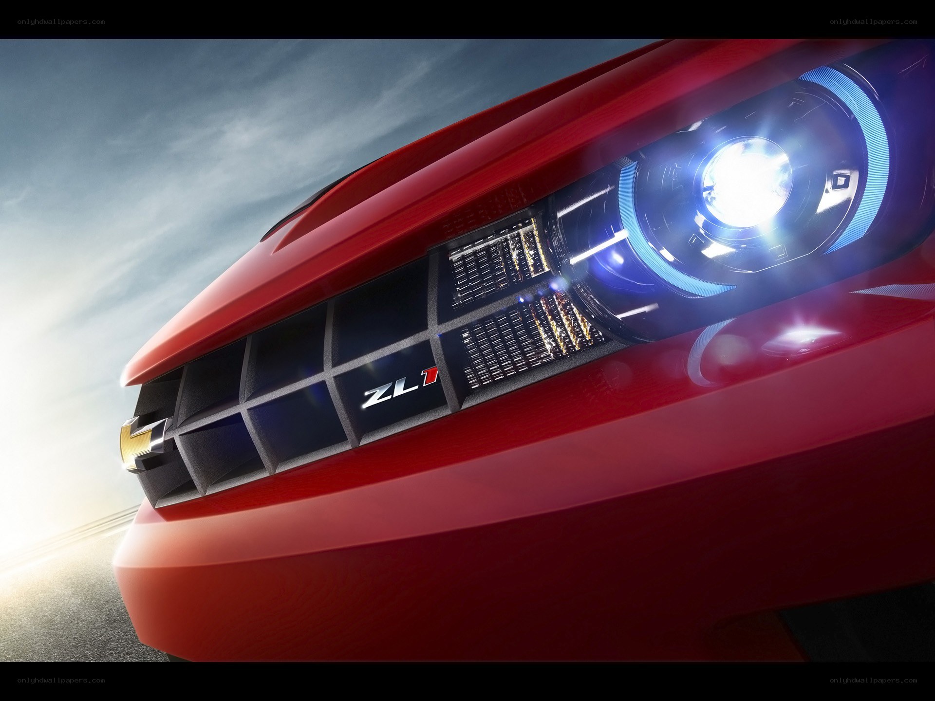 Red Chevrolet Camaro ZL1 front