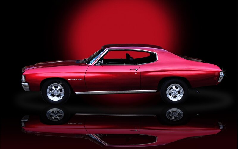 Red Chevrolet Malibu — Dramatic, Photograph