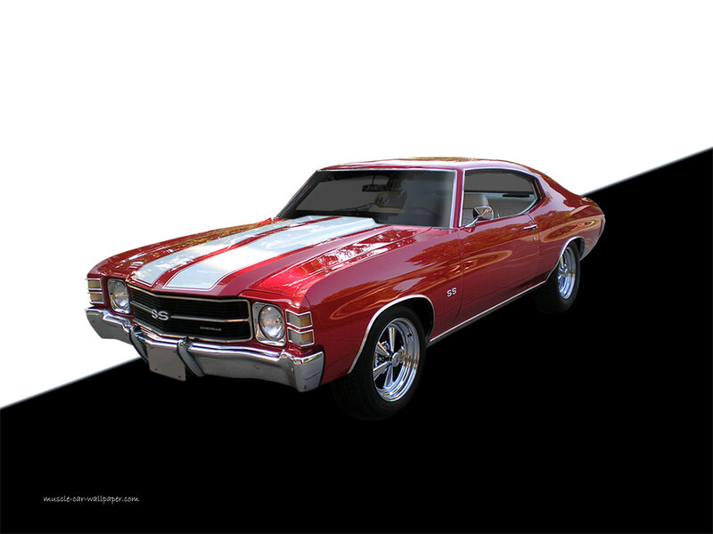 Red Chevrolet Muscle Car — Dramatic, Photograph, White Stripes