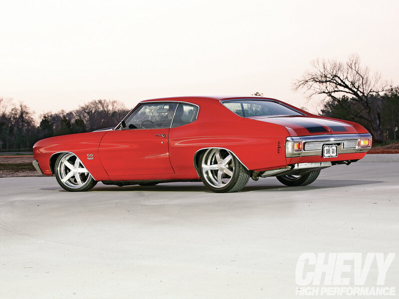Red Chevrolet Muscle Car — Dramatic, Sunset