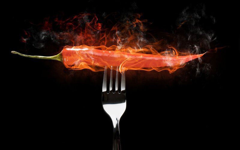 Red Chili Pepper on Fork