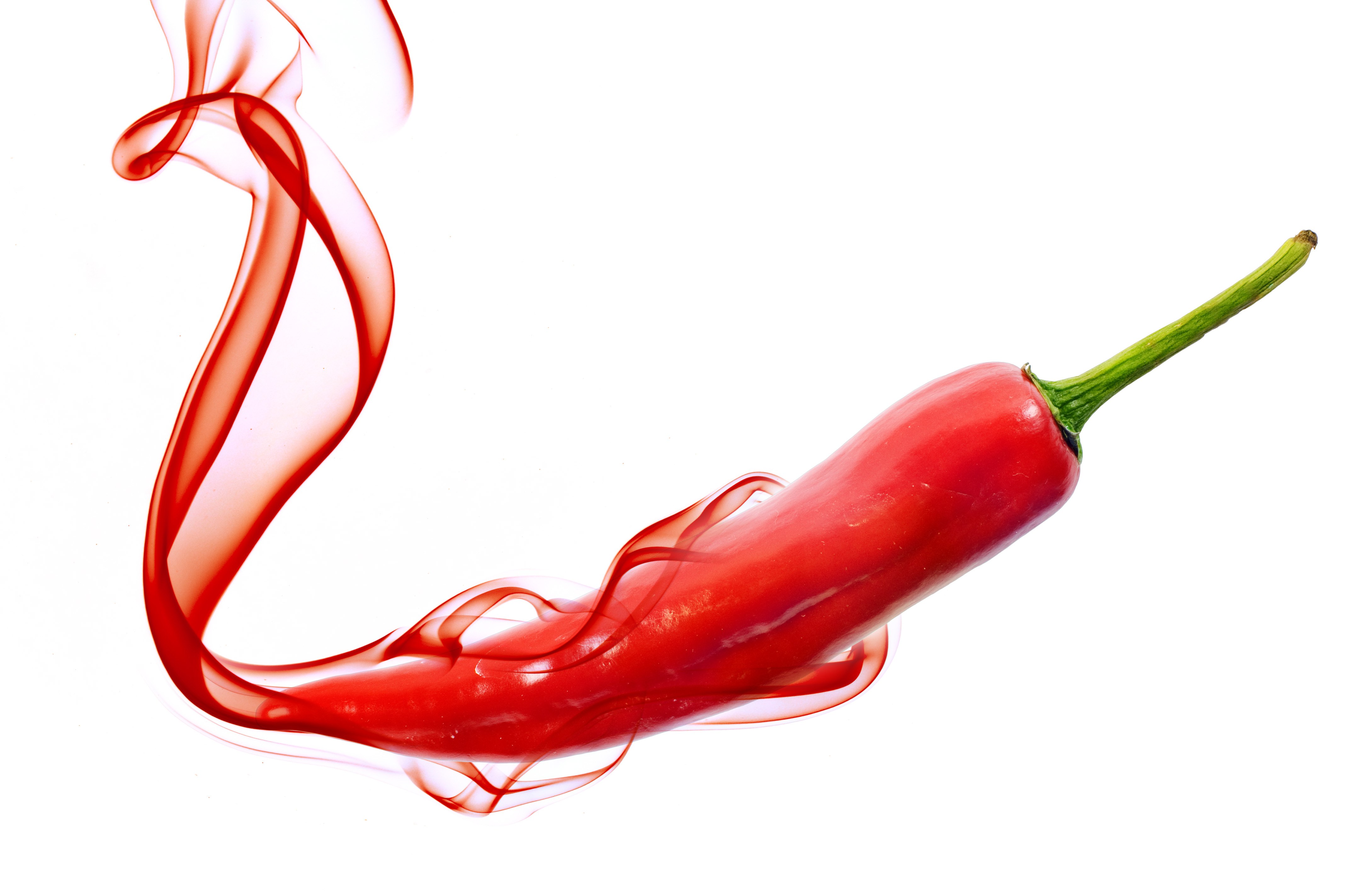 Red chili pepper with smoke
