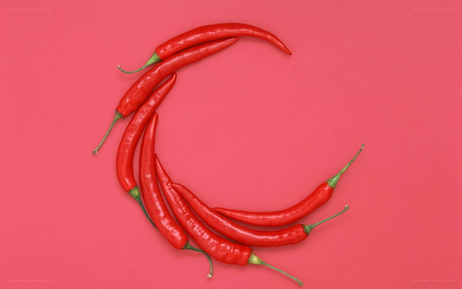 Red chili peppers arranged in a circle