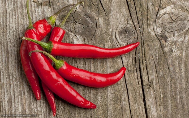 Red Chili Peppers — Natural, Photograph, Wooden Surface