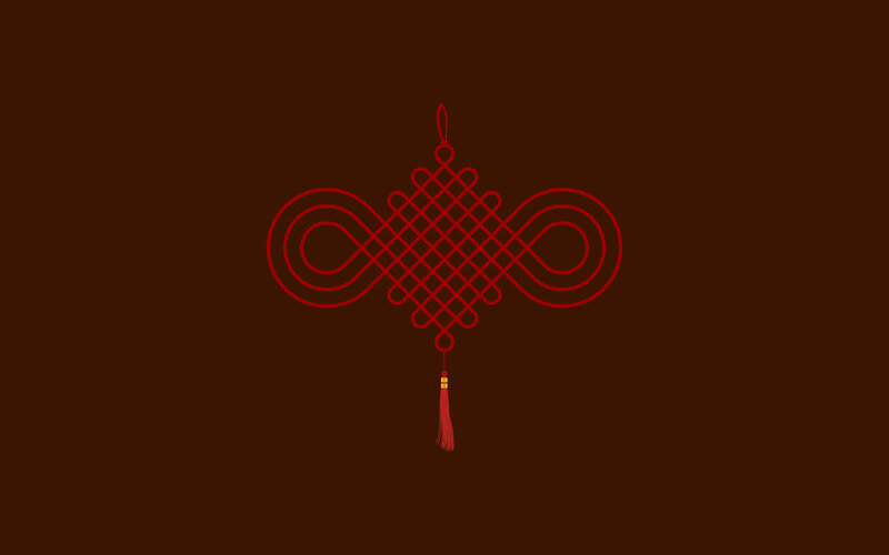 red chinese knot on brown