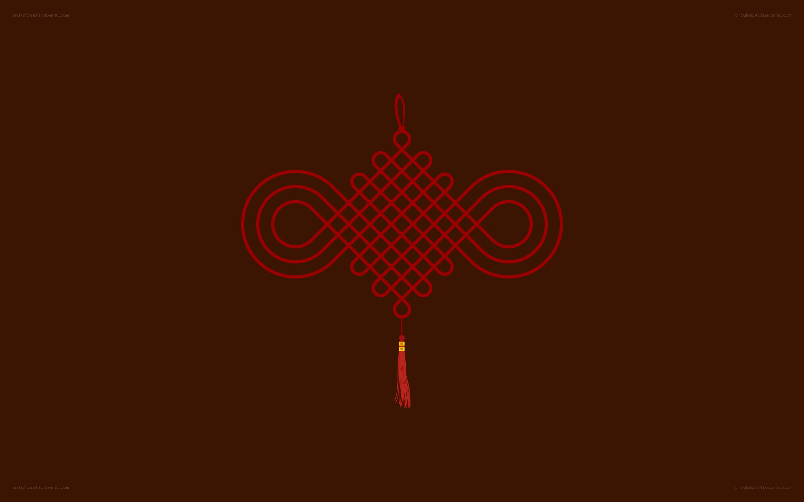 red chinese knot on brown