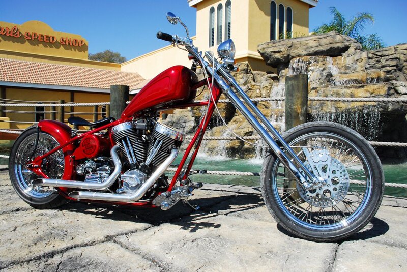 Red Chopper Motorcycle — Bright