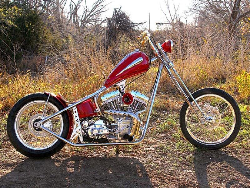 Red Chopper Motorcycle — Calm, Afternoon