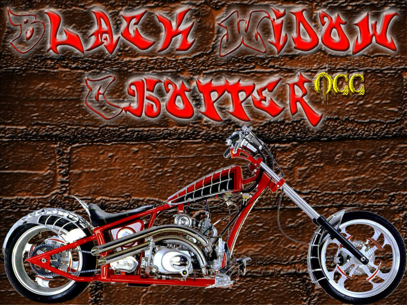 Red Chopper Motorcycle — Dramatic, Digital Art