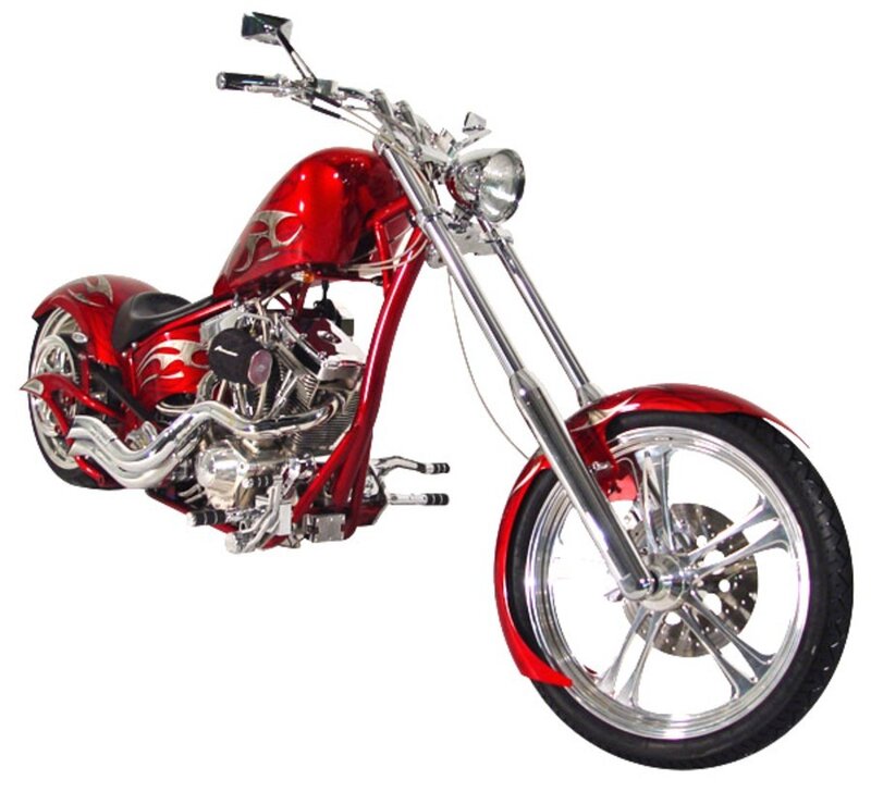 Red Chopper Motorcycle — Neutral, Photograph, Engine, Chrome