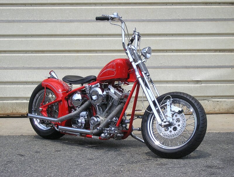 Red Chopper Motorcycle — Neutral, Photograph