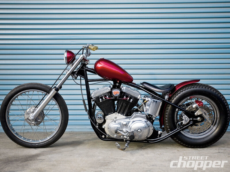 Red Chopper Motorcycle — Neutral