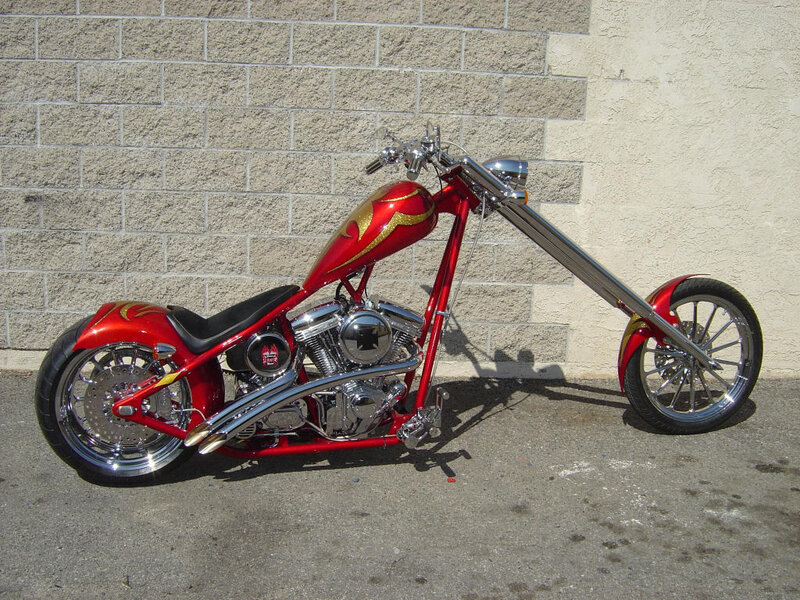 Red Chopper Motorcycle — Static, Afternoon, Photograph