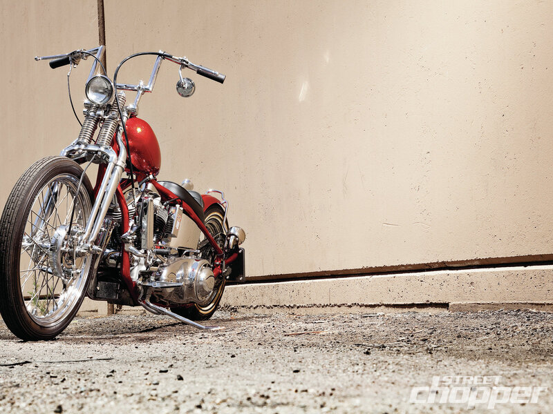 Red Chopper Motorcycle — Static