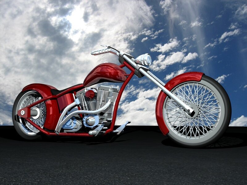 red chopper motorcycle