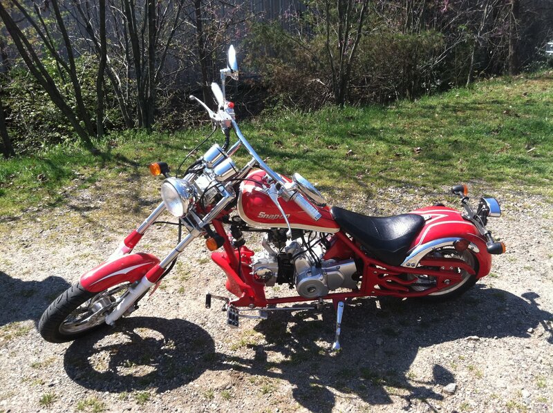 Red Chopper-style Motorcycle