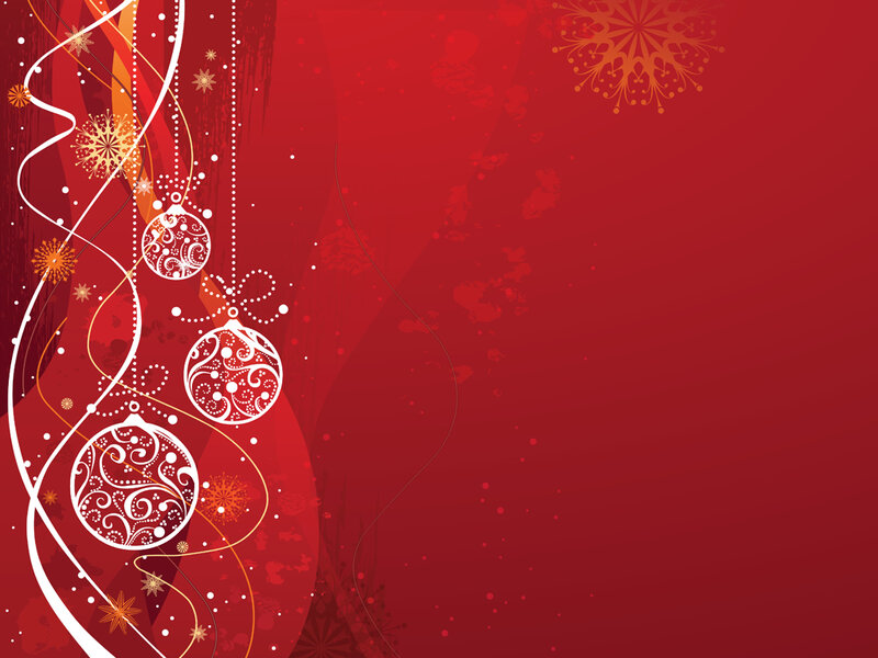 red christmas background with ornaments