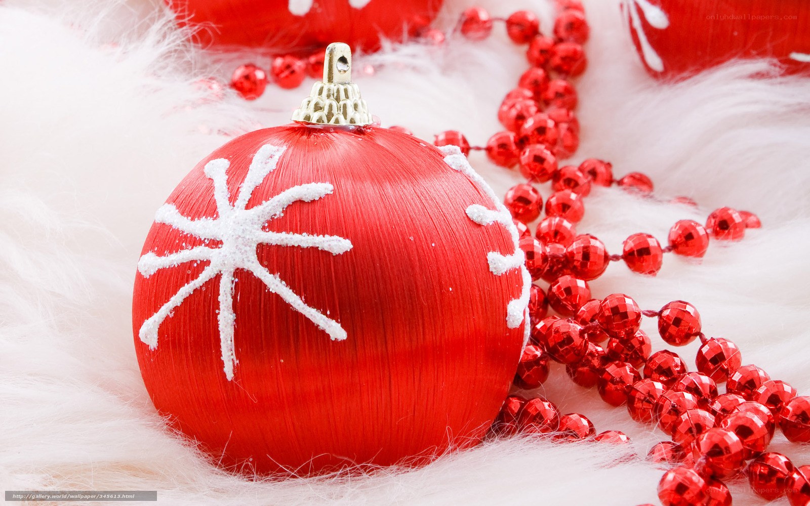 Red Christmas ornament with snowflake