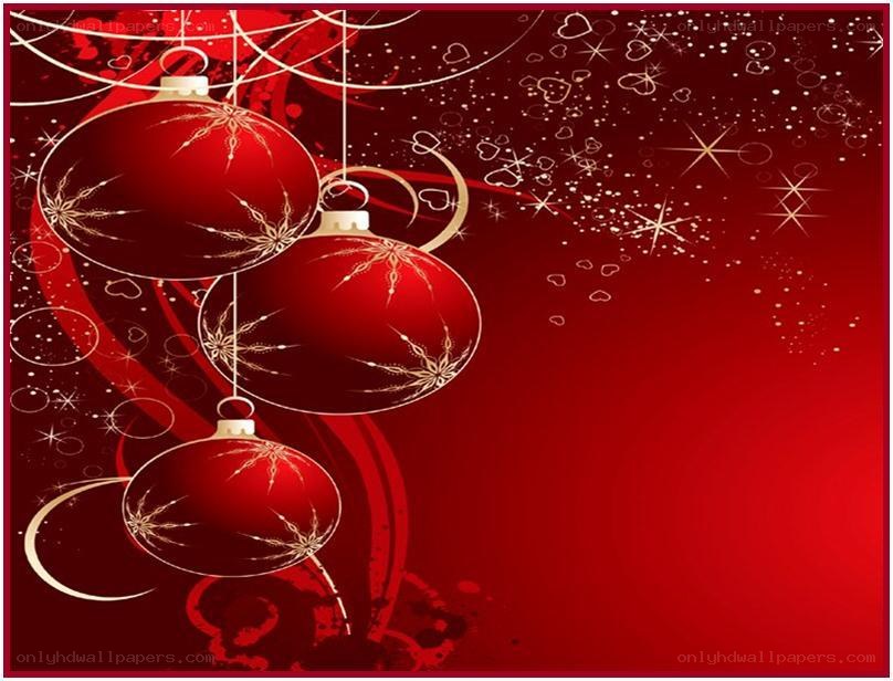 Red Christmas ornaments background