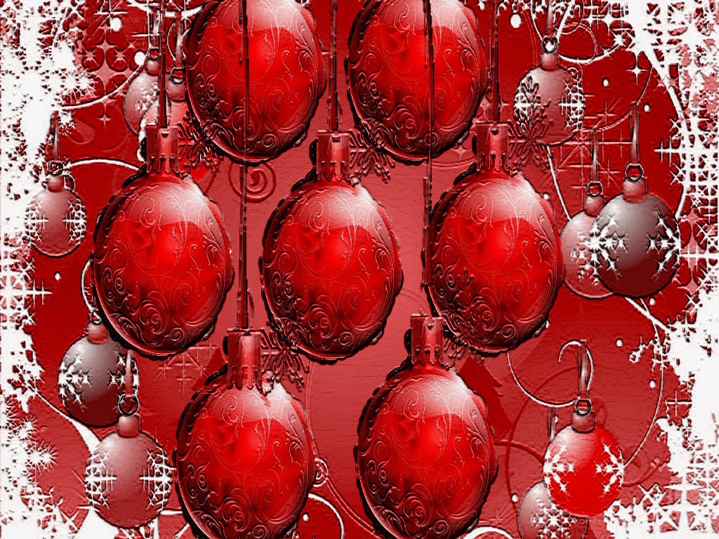 red christmas ornaments background