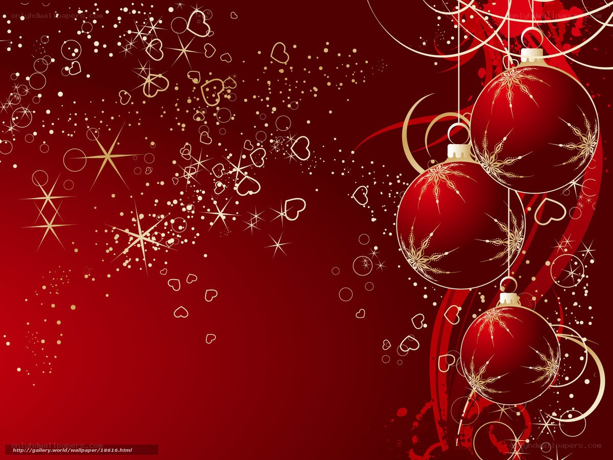 Red Christmas ornaments background