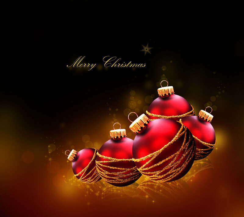 Red Christmas Ornaments — Festive, Night, 3d Render