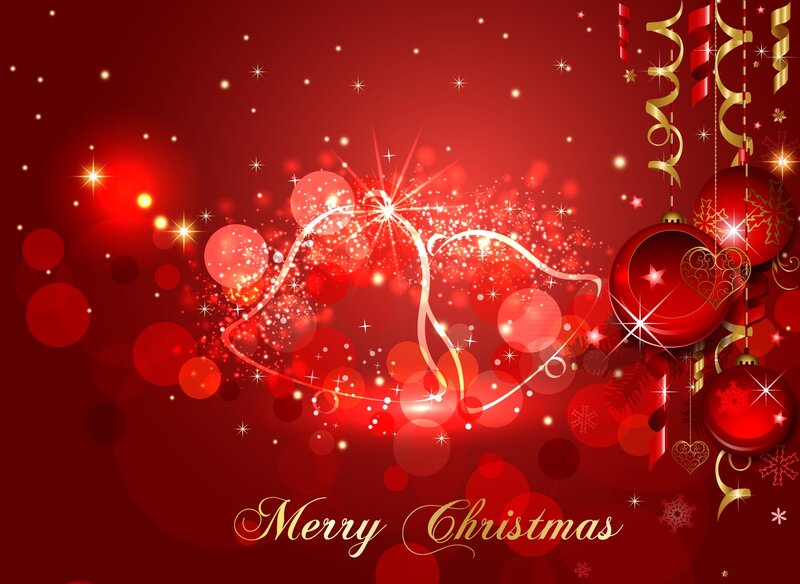Red Christmas Ornaments — Festive, Winter, Digital Art, Bells, Snowflakes