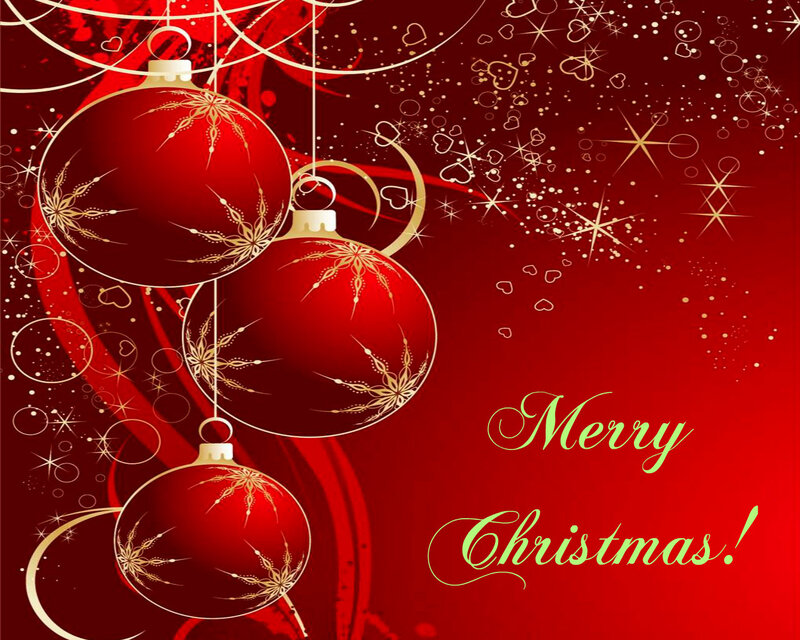 Red Christmas Ornaments — Festive, Winter, Digital Art, Hearts, Stars