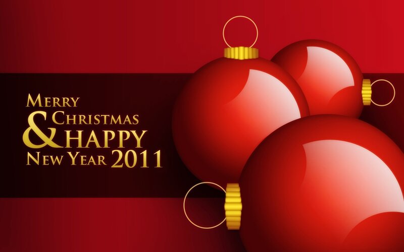 Red Christmas Ornaments — Festive, Winter, Digital Art, Text