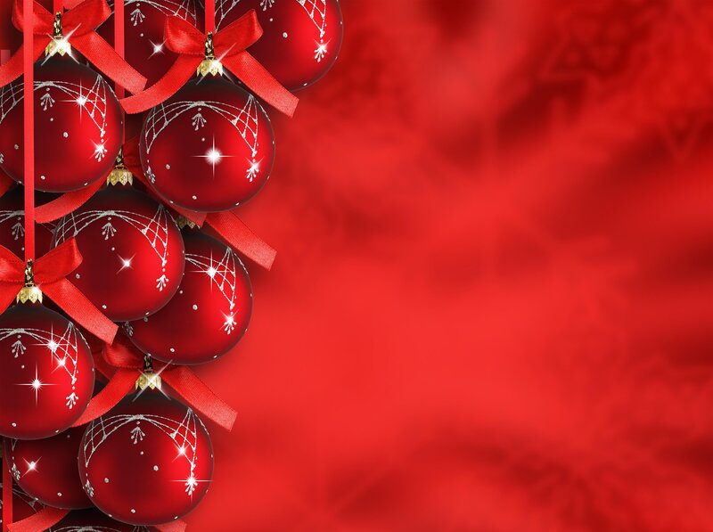 Red Christmas Ornaments — Festive, Winter, Photograph, Ribbons