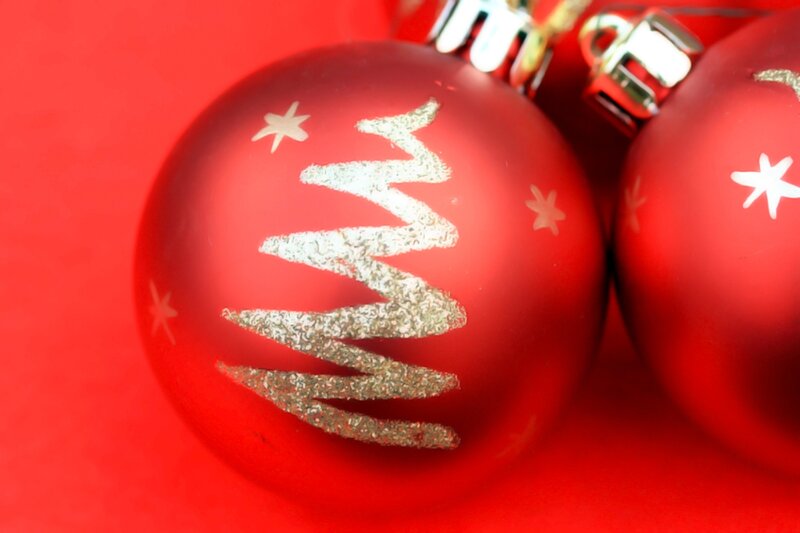 Red Christmas Ornaments — Festive, Winter, Photograph, Stars