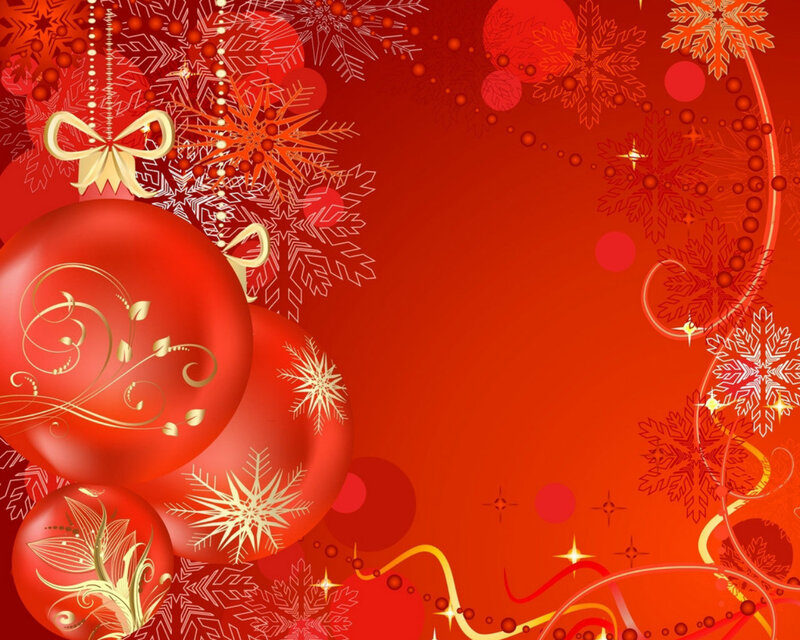 Red Christmas Ornaments — Festive, Winter, Vector Art, Snowflakes, Bow