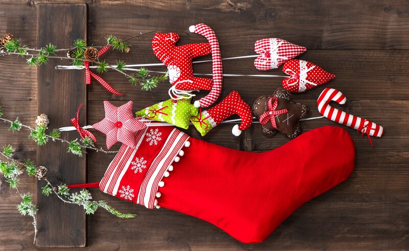Red Christmas Stocking — Festive, Winter, Photograph, Ornaments