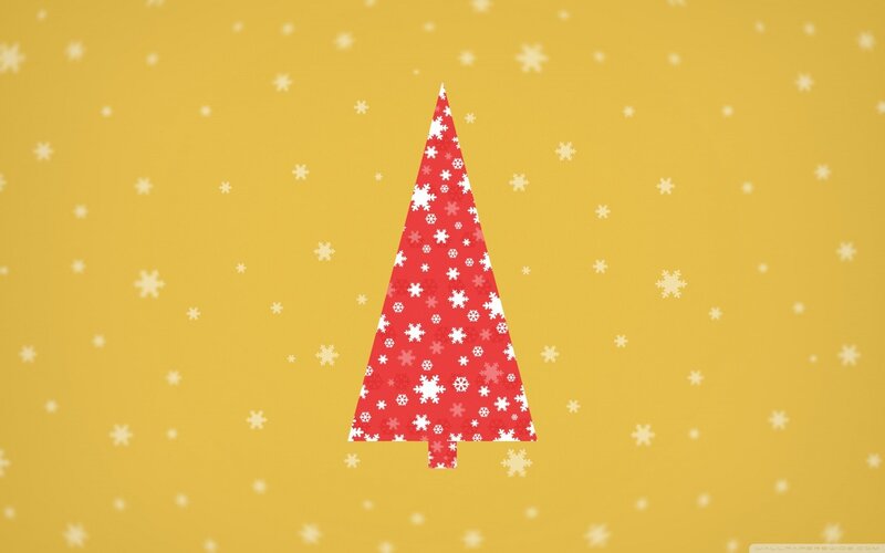 Red Christmas Tree — Festive, Winter, Vector Art, Snowflakes
