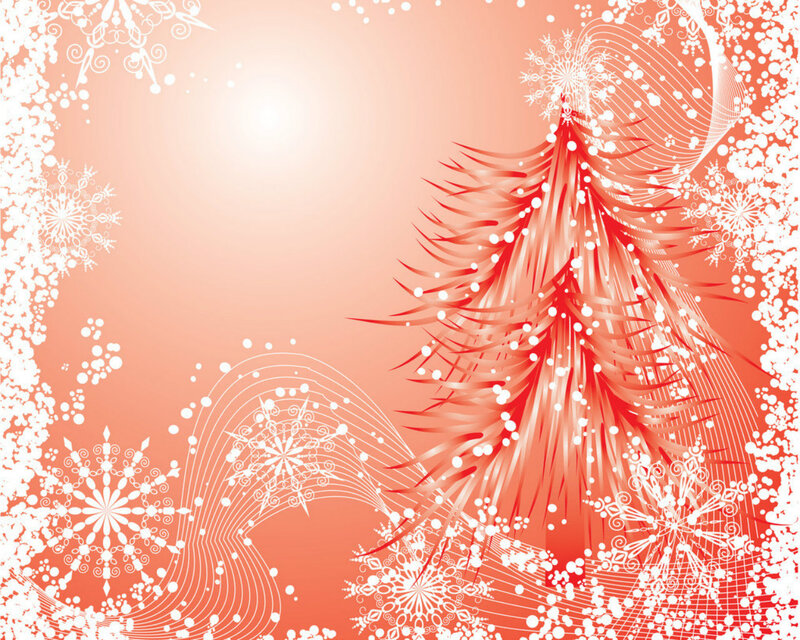 Red Christmas Tree — Festive, Winter, Vector Art