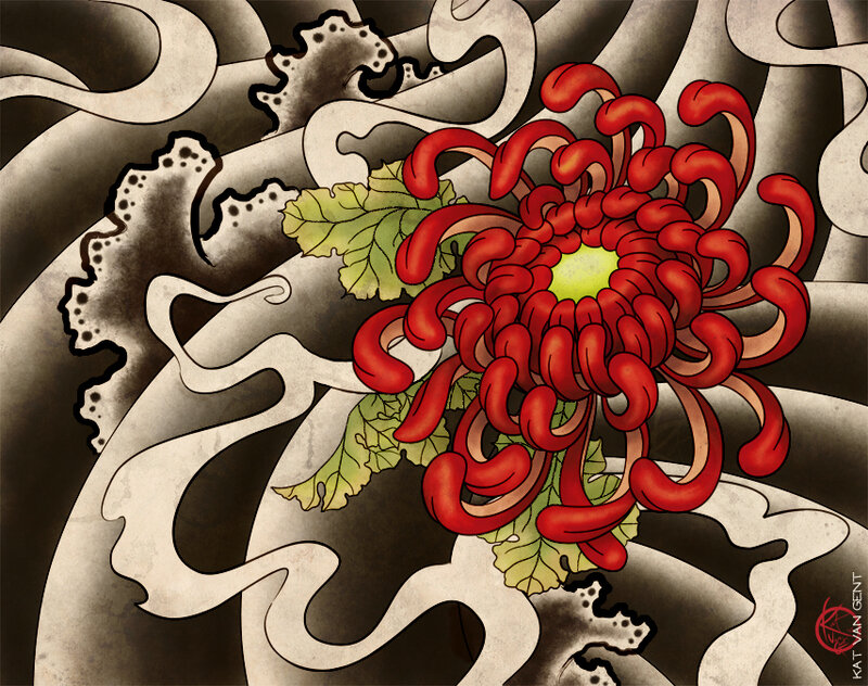 Red Chrysanthemum Flower — Dramatic