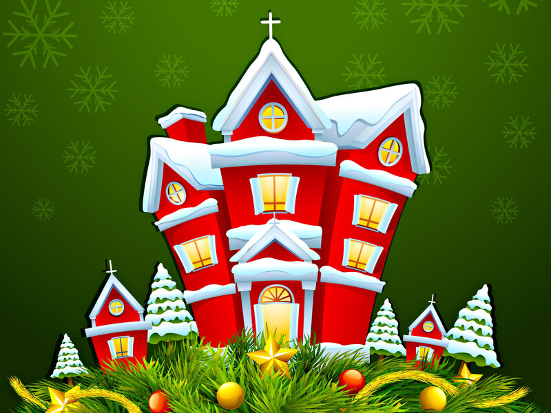 Red Church in Snow — Green