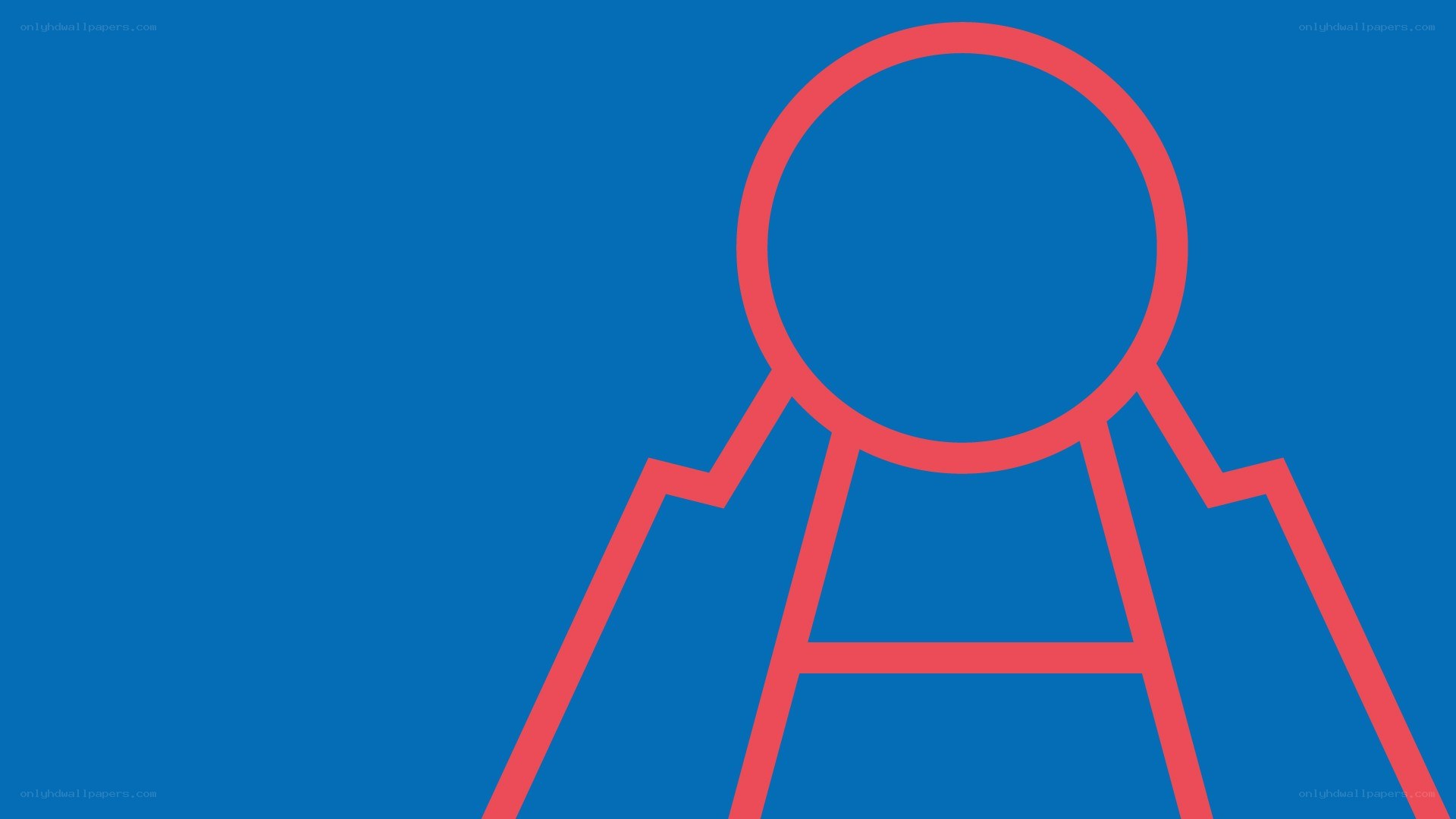 red circle on blue background