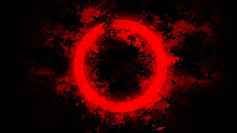 red circle on dark background