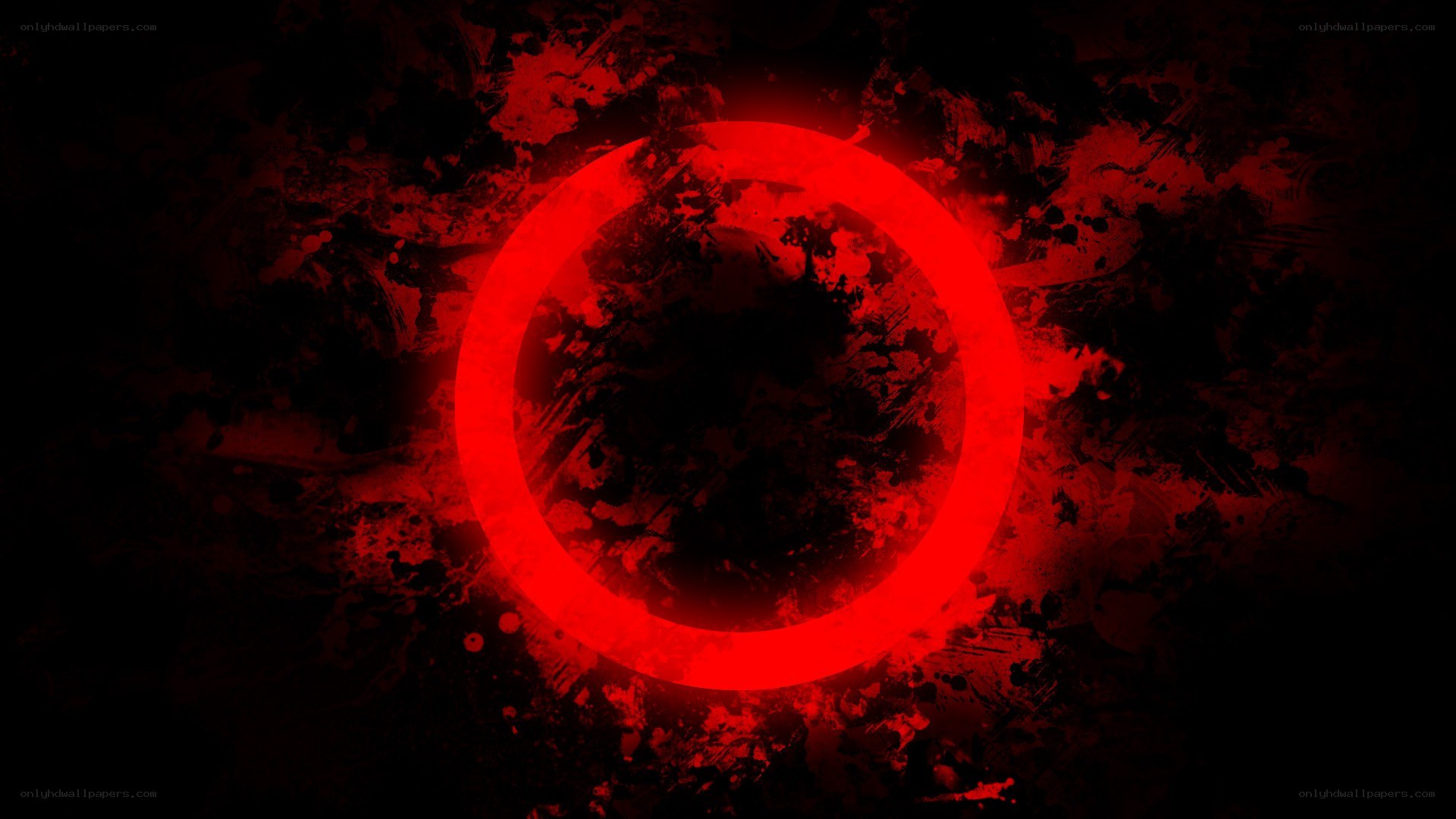 red circle on dark background